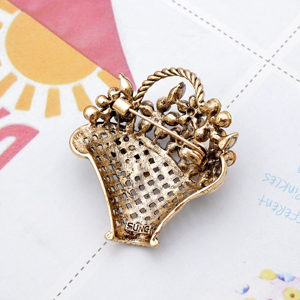 Spring Flower Basket Brooch